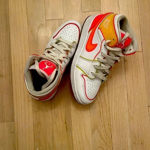 Neon style Air Jordan sneakers size 5  - worn but out grew very quickly
